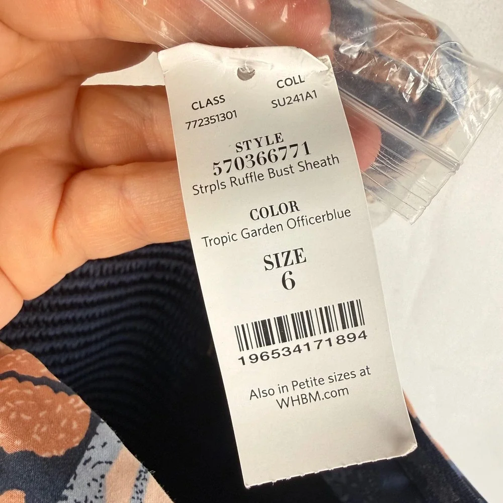 NEW‎ White House Black Market Strapless Floral Ruffle Midi Dress 6 Resortwear